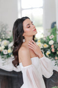 Load image into Gallery viewer, bride wearing Amarnam silk bridal earrings