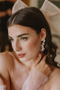 Load image into Gallery viewer, bride wearing Amarnam silk bridal earrings