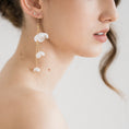 Load image into Gallery viewer, bride wearing Amarnam dacope silk flower bridal earrings