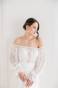 Load image into Gallery viewer, bride wearing Amarnam dacope silk flower bridal earrings