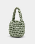 Load image into Gallery viewer, sage satin crochet bridal handbag
