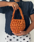 Load image into Gallery viewer, terracotta satin crochet bridal handbag