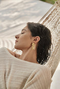 Load image into Gallery viewer, woman wearing gold earrings