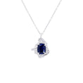 Load image into Gallery viewer, Silver necklace with a sapphire pendant on a white background