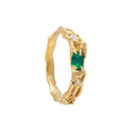 Load image into Gallery viewer, Gold ring with an emerald on a white background