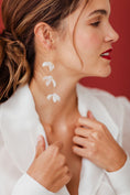 Load image into Gallery viewer, bride wearing Amarnam silk bridal earrings