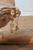 Load image into Gallery viewer, Sammi White Sapphire Bridal Earrings, 18ct Gold Plated and Recycled Silver