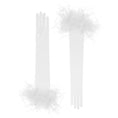 Load image into Gallery viewer, bridal White gloves with feathered cuffs on a white background