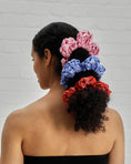 Load image into Gallery viewer, flower bridal scrunchie in wisteria, red and pink