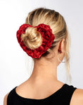 Load image into Gallery viewer, heart bridal scrunchie in red