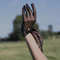 Load image into Gallery viewer, Cornelia James short black bridal gloves with bow detail