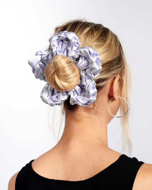 flower scrunchie in parma violet