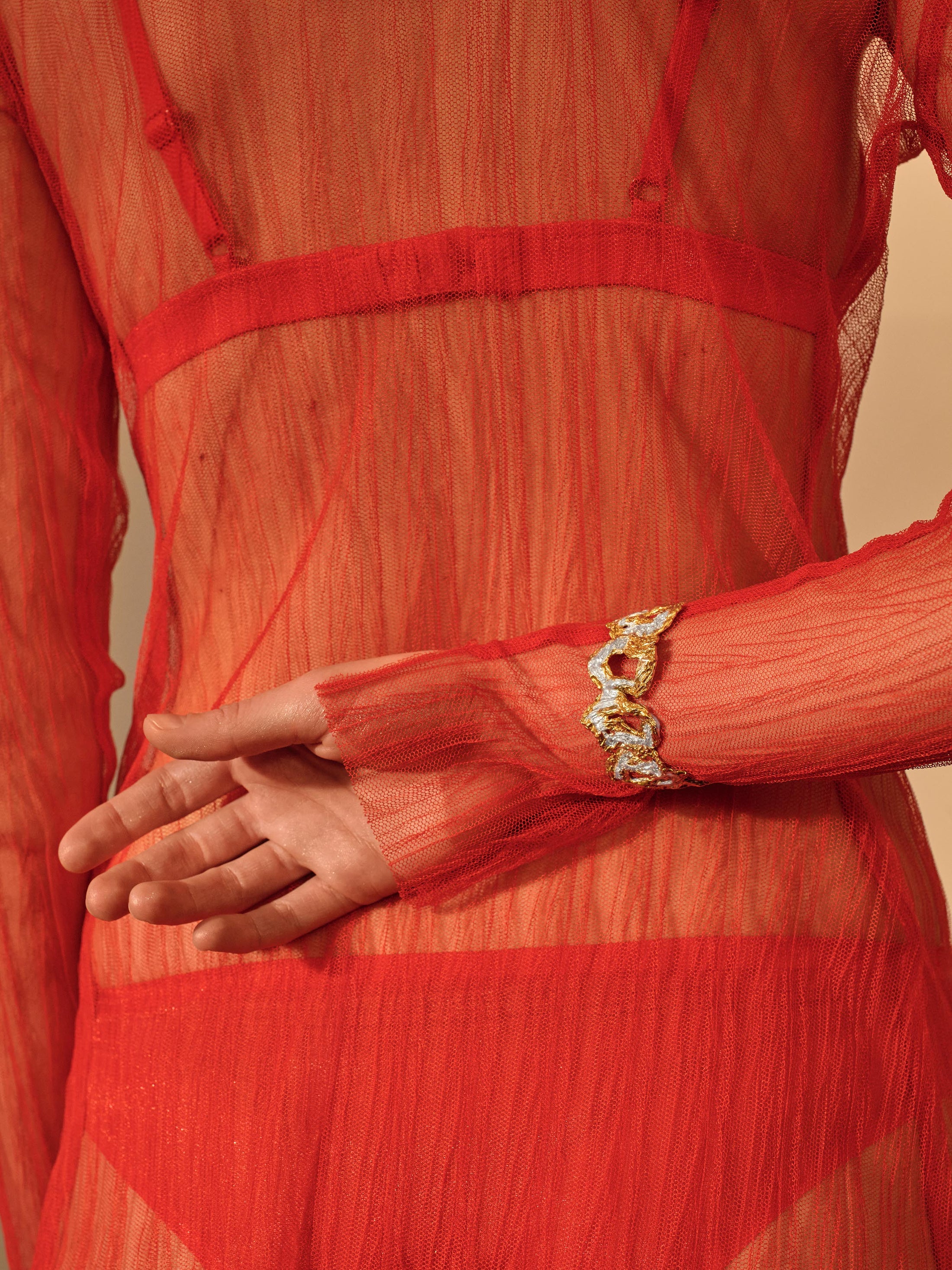 Abiline Bangle, 18ct Gold Plated and Recycled Silver