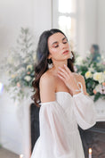 Load image into Gallery viewer, bride wearing Amarnam silk bridal earrings
