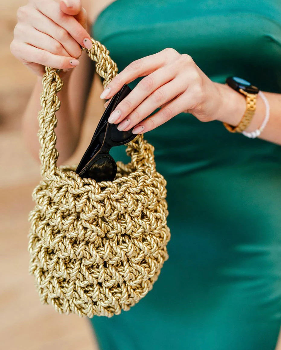 hive metallic bridal handbag in gold