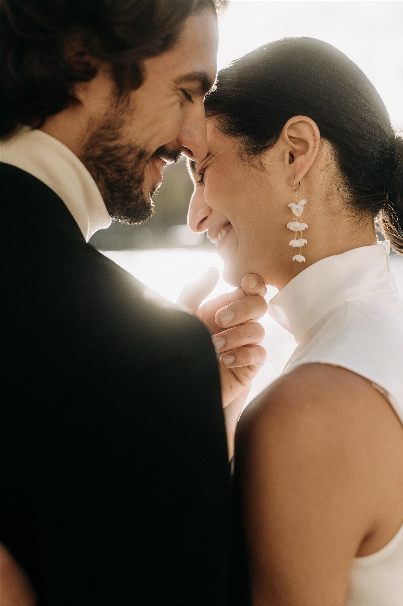 bride wearing Amarnam silk bridal earrings