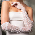 Load image into Gallery viewer, White strapless dress with sheer gloves worn by a person
