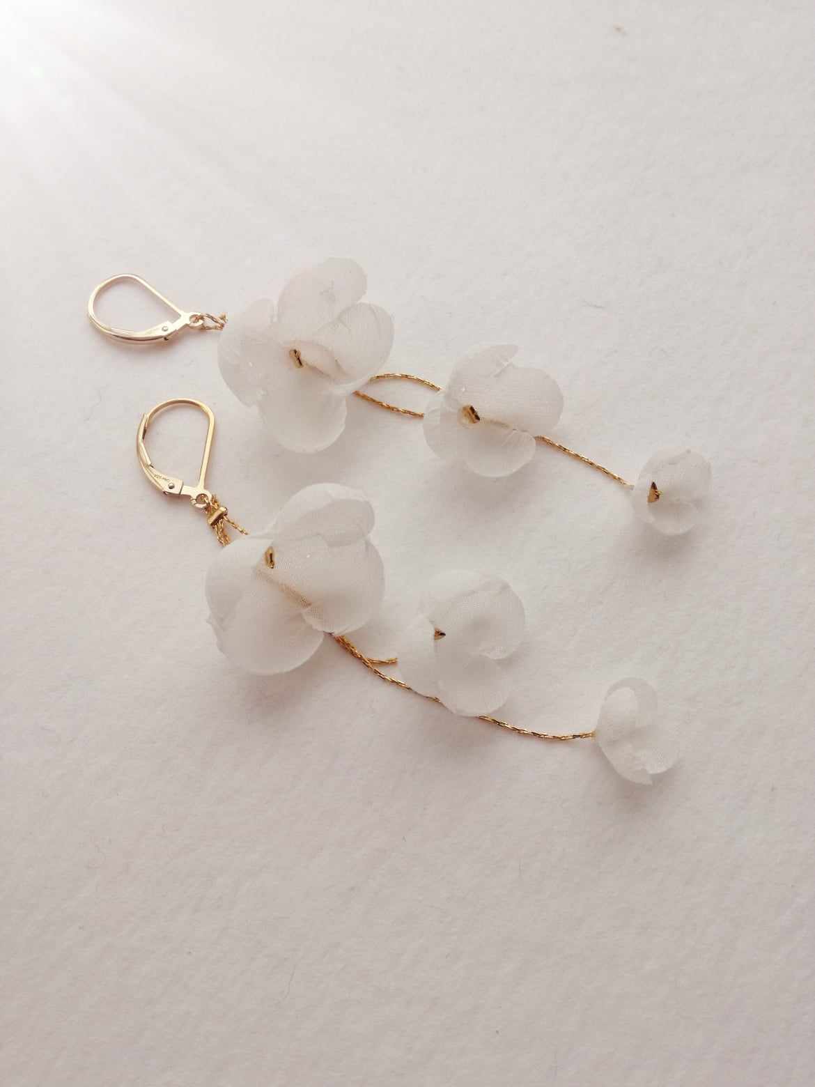Amarnam silk flower bridal earrings