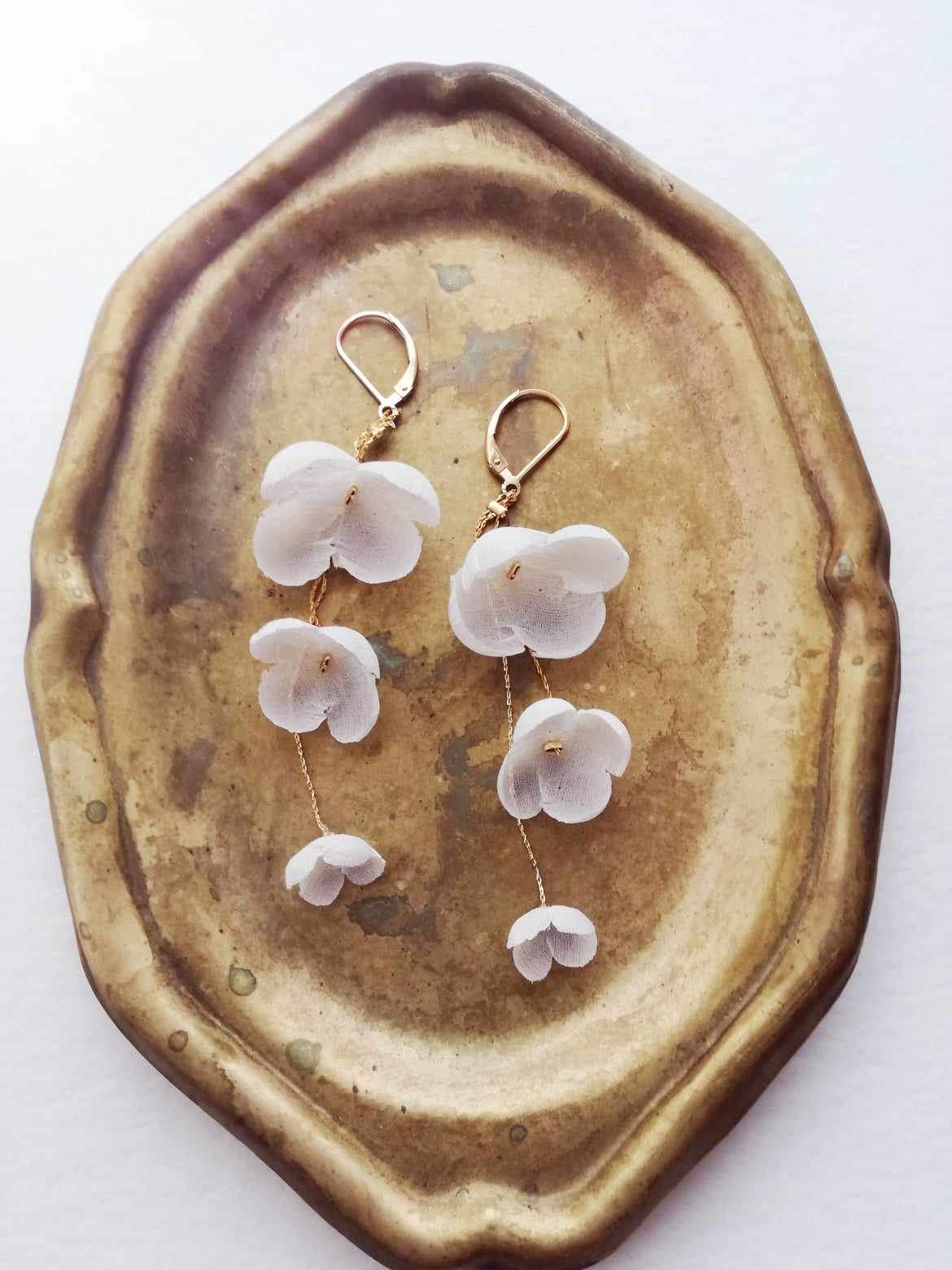 Amarnam silk flower bridal earrings