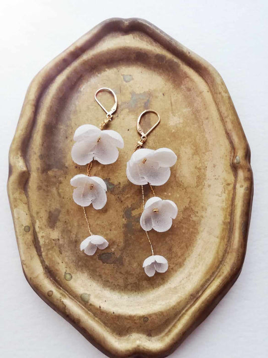 Amarnam silk flower bridal earrings