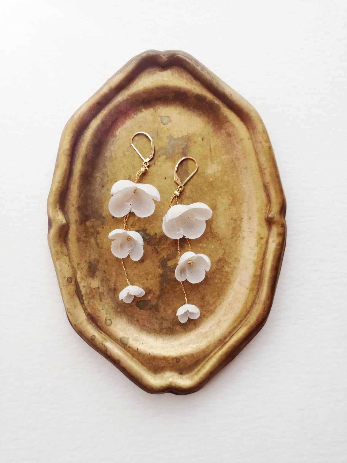 Amarnam silk flower bridal earrings