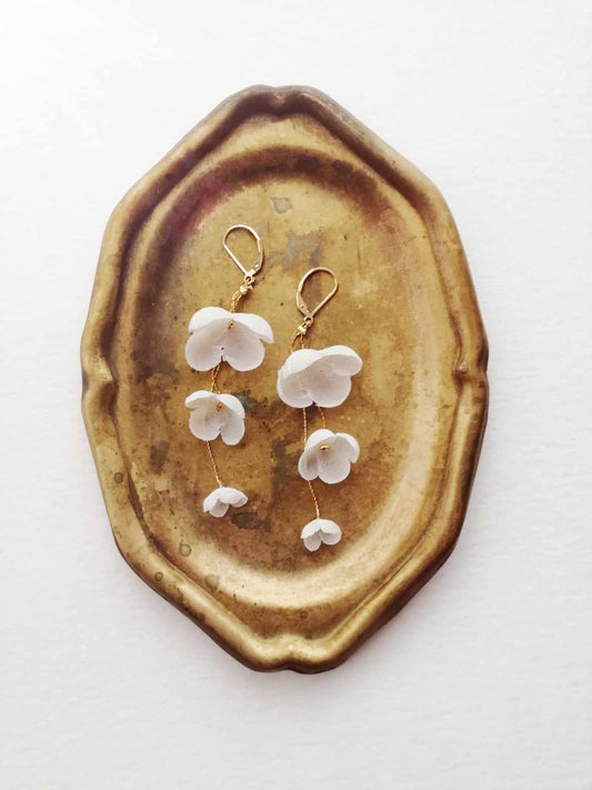Amarnam silk flower bridal earrings