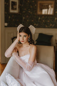 Load image into Gallery viewer, bride wearing Amarnam silk bridal earrings
