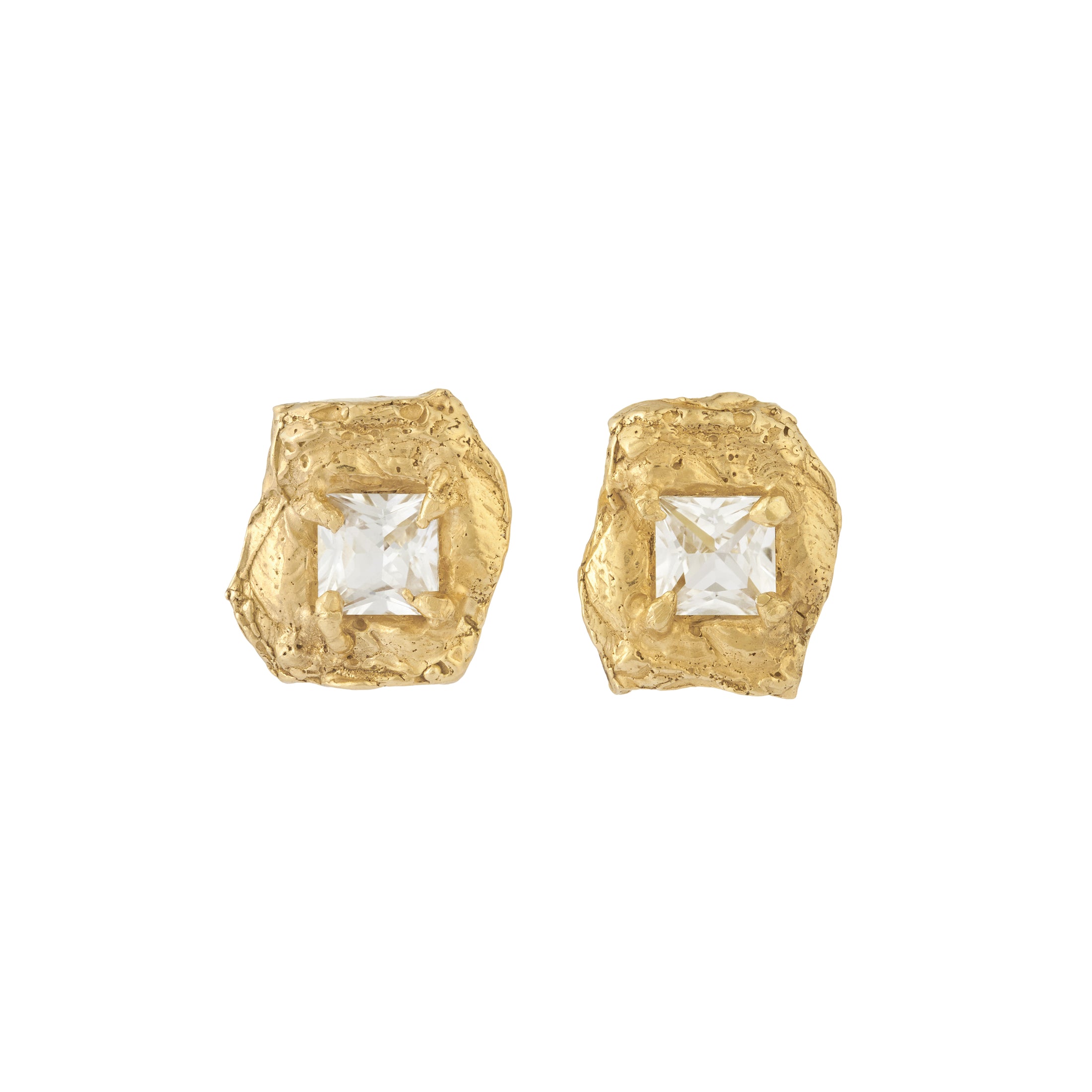 Deti White Sapphire Stud Bridal Earrings, 18ct Gold Plated and Recycled Silver