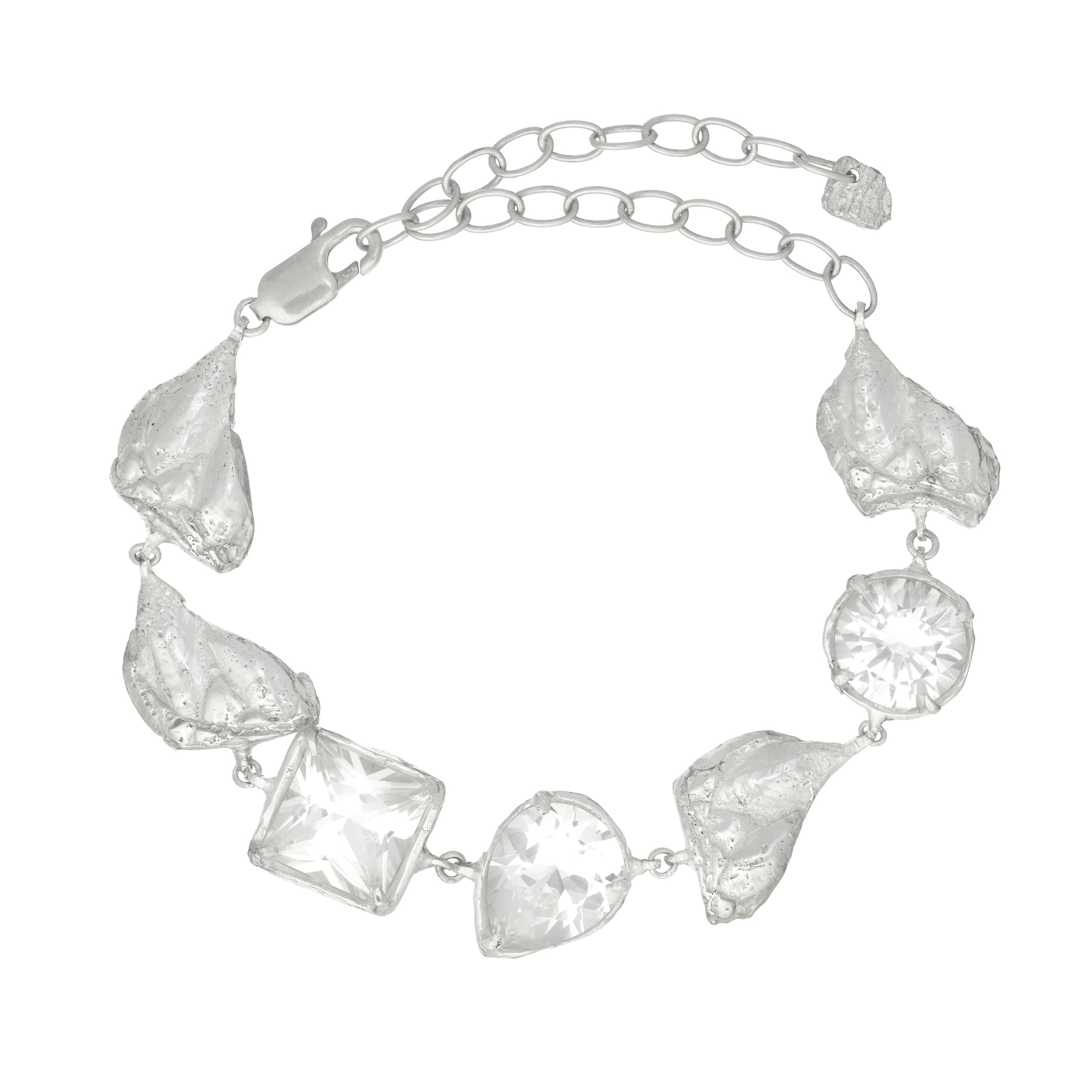 Eda White Sapphire Argenti Bridal Bracelet, Recycled Silver