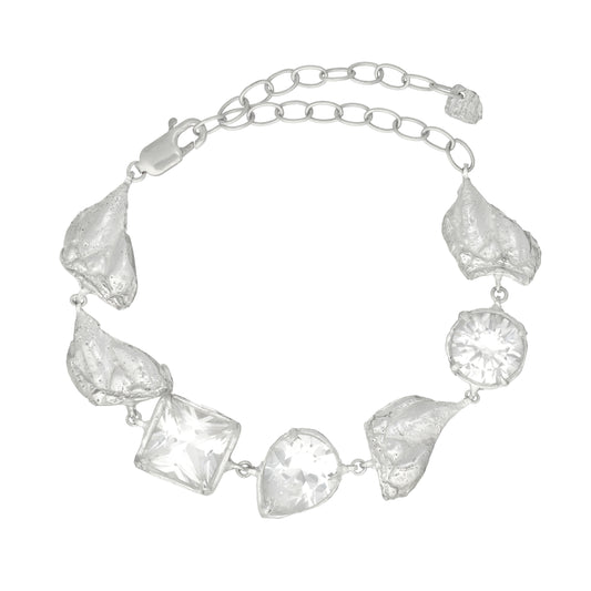 Eda White Sapphire Argenti Bridal Bracelet, Recycled Silver