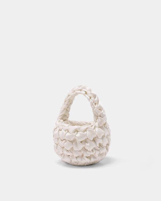 Micro Hive Handmade Flower Girl Bag, White