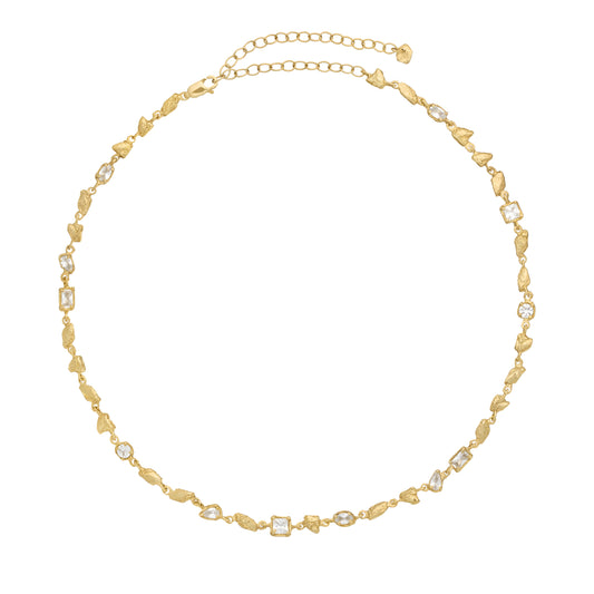 Hali White Sapphire Bridal Necklace, 18ct Gold Plated and Recycled Silver
