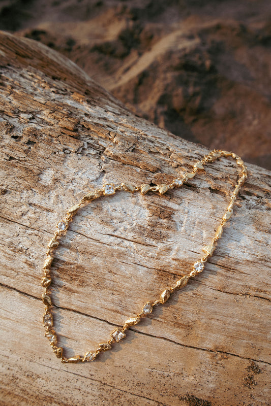 Hali White Sapphire Bridal Necklace, 18ct Gold Plated and Recycled Silver