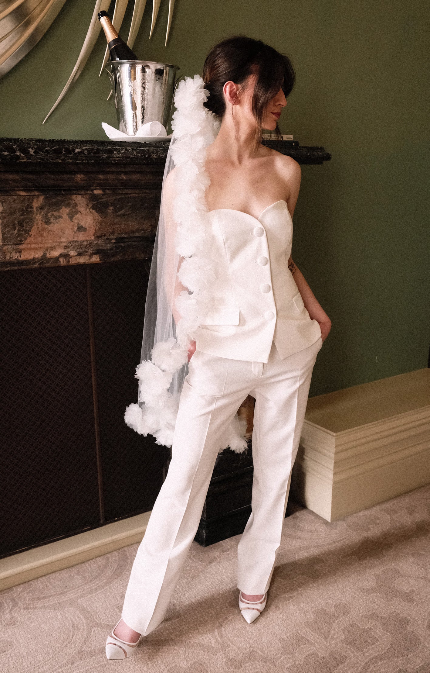 woman wearing hayze bridal veil