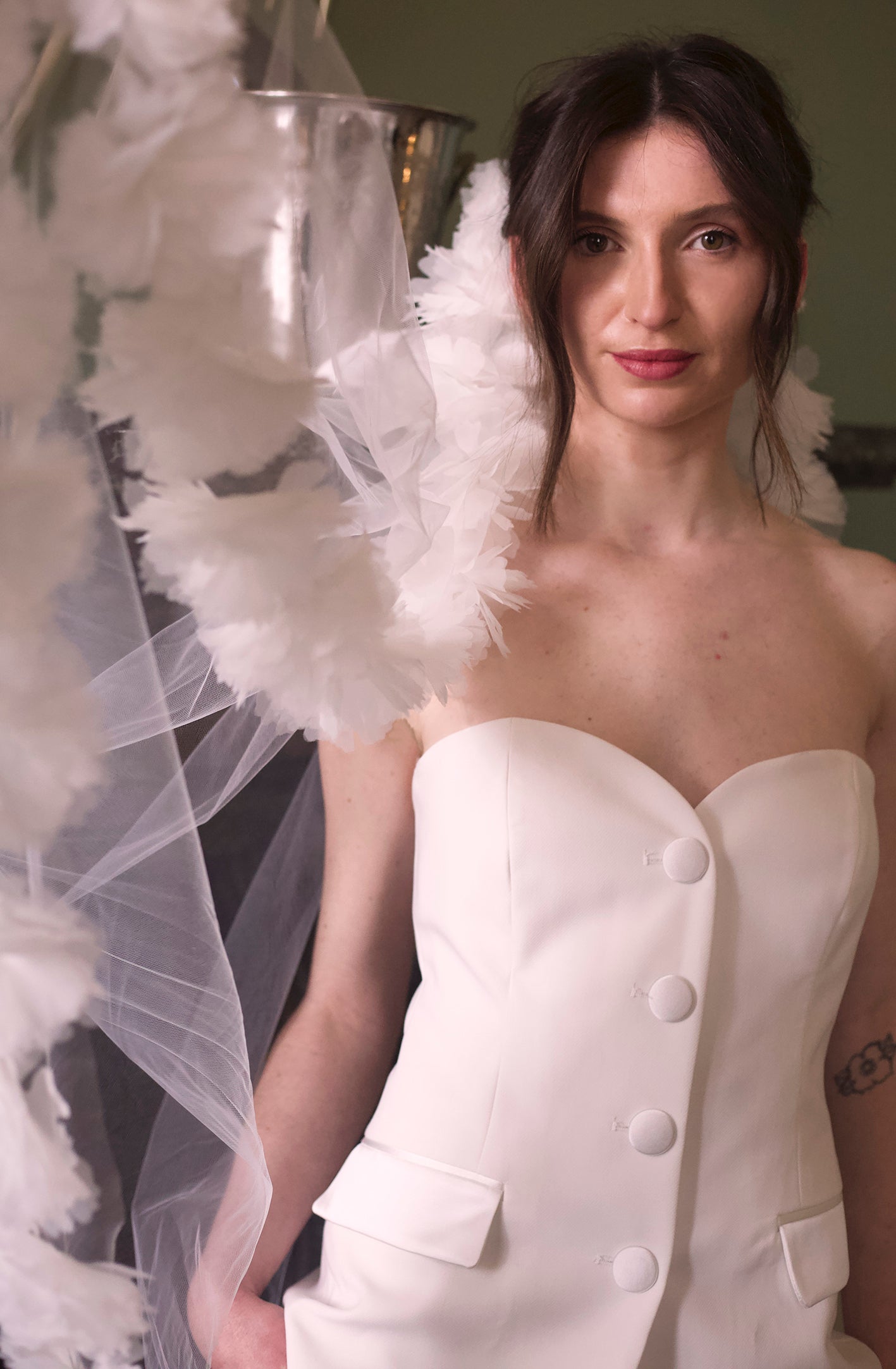 woman wearing hayze bridal veil