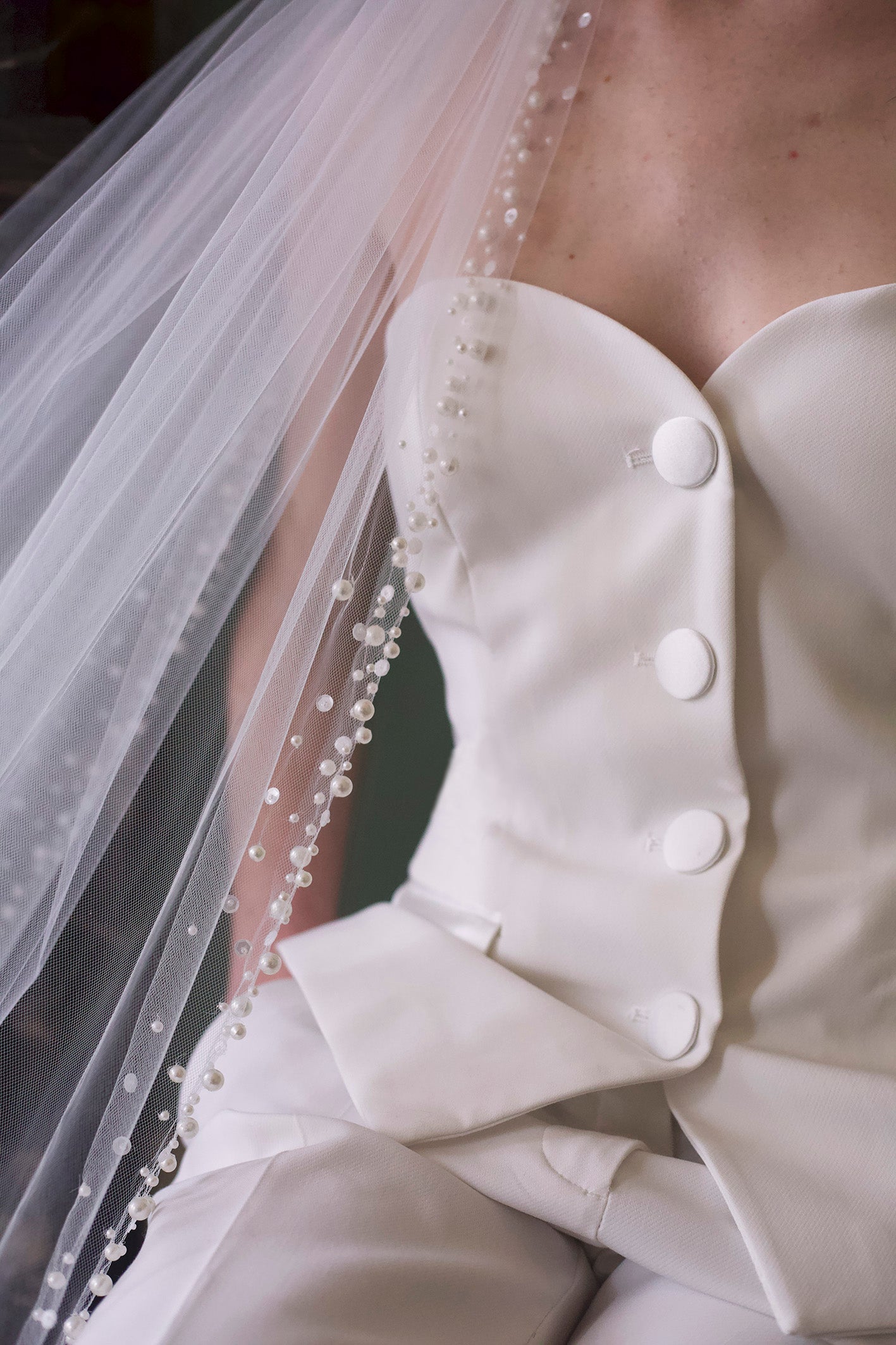 woman wearing hayze bridal veil