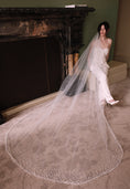 Load image into Gallery viewer, woman wearing hayze bridal pearl edge veil
