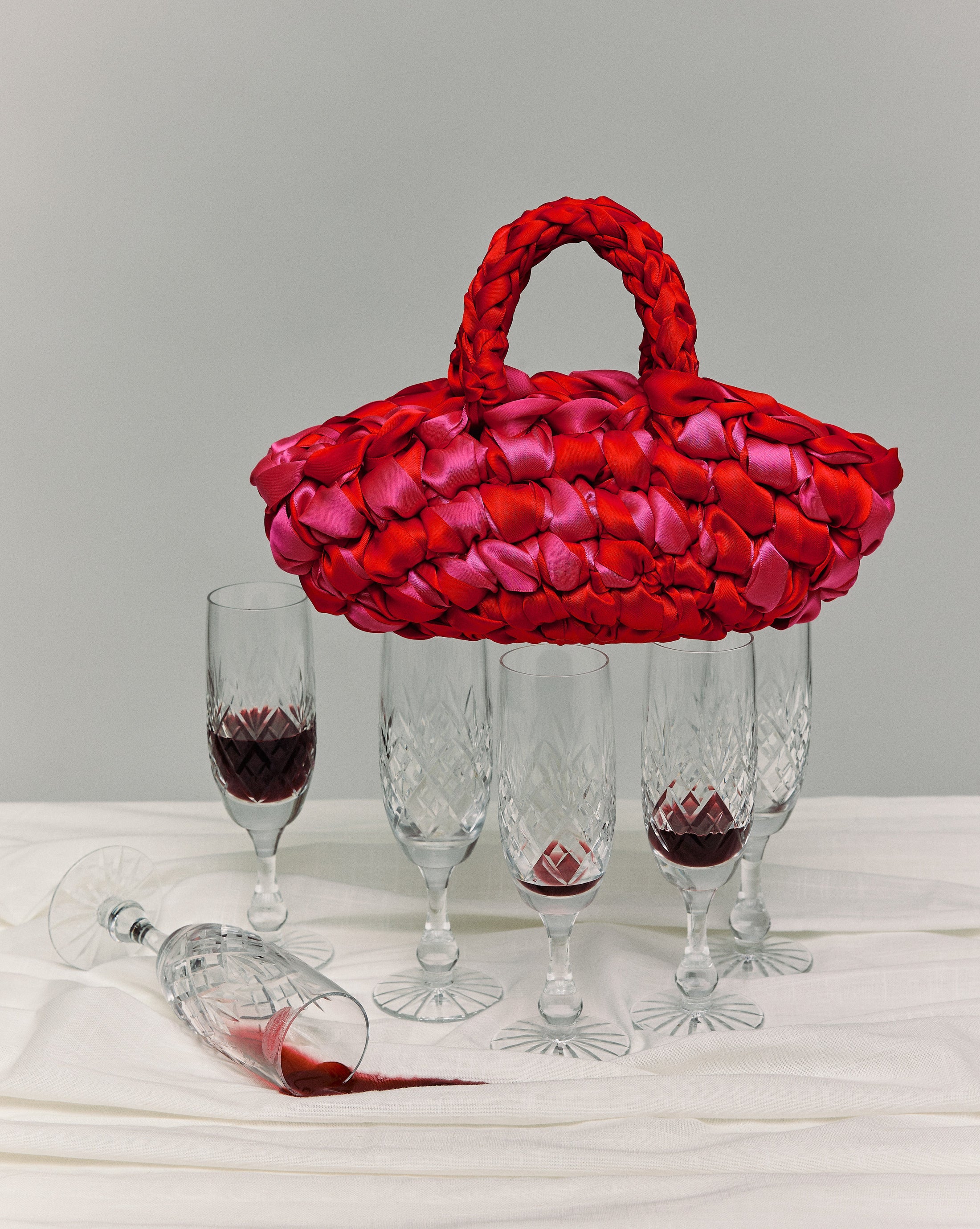 Nest Handmade Bridal Bag, Lipstick Red & Hot Pink