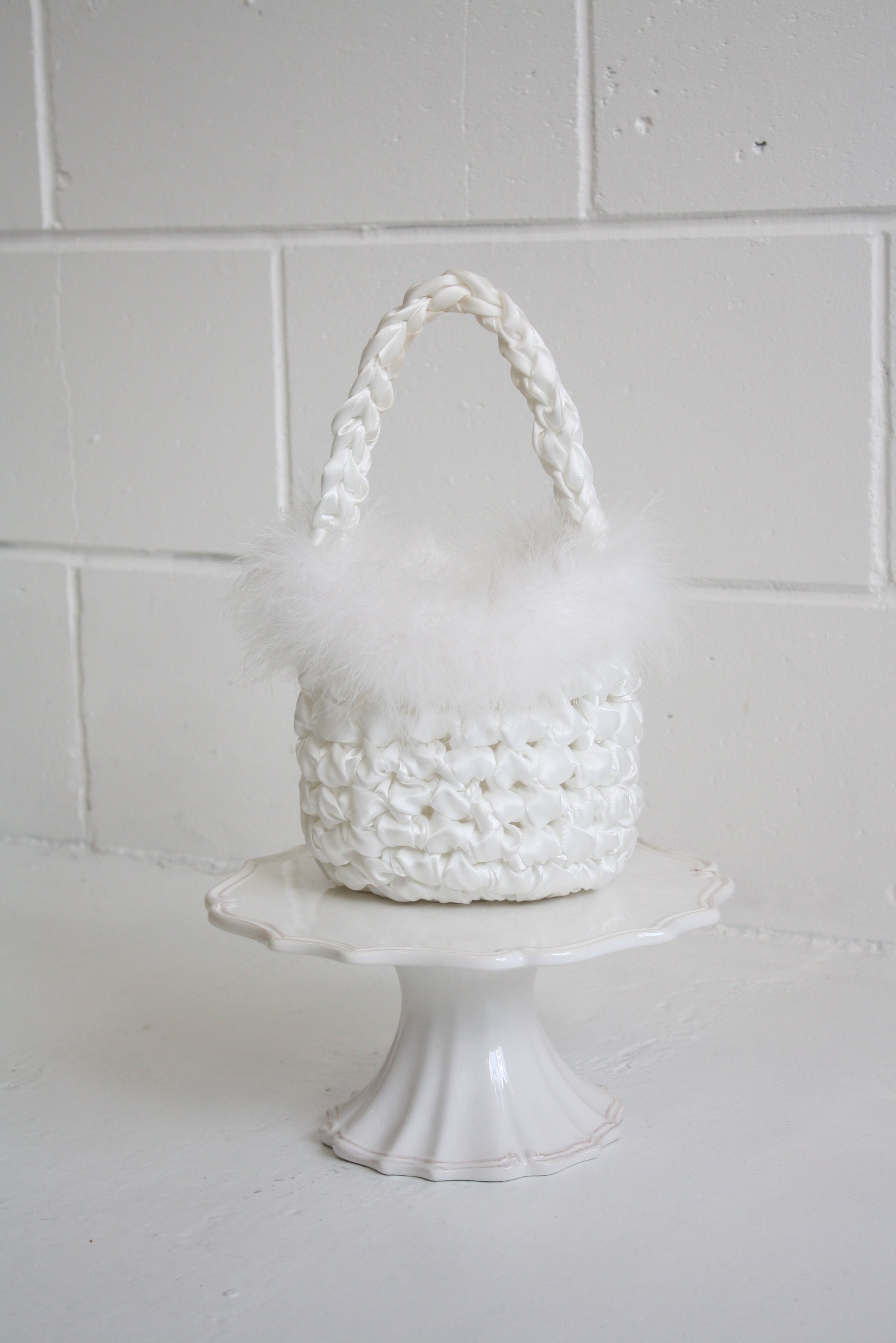 Hive Handmade Bridal Bag, White Feather