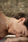 Load image into Gallery viewer, woman wearing gold earrings and necklace
