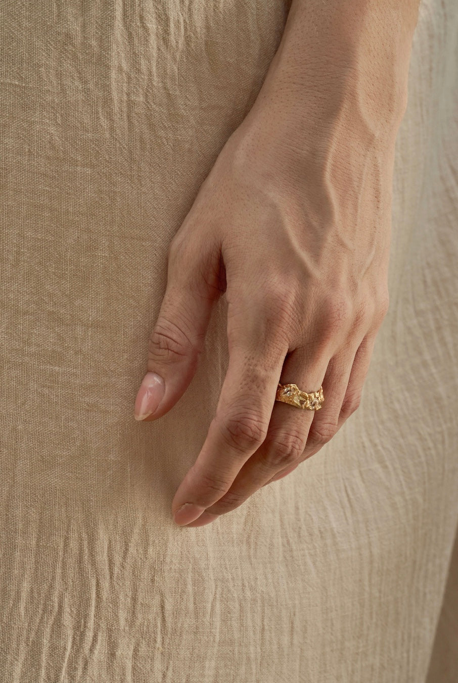 Mara White Sapphire Bridal Ring, 18ct Gold Plated and Recycled Silver