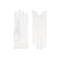 Load image into Gallery viewer, Cornelia James white tulle bridal gloves with bow detail on white background
