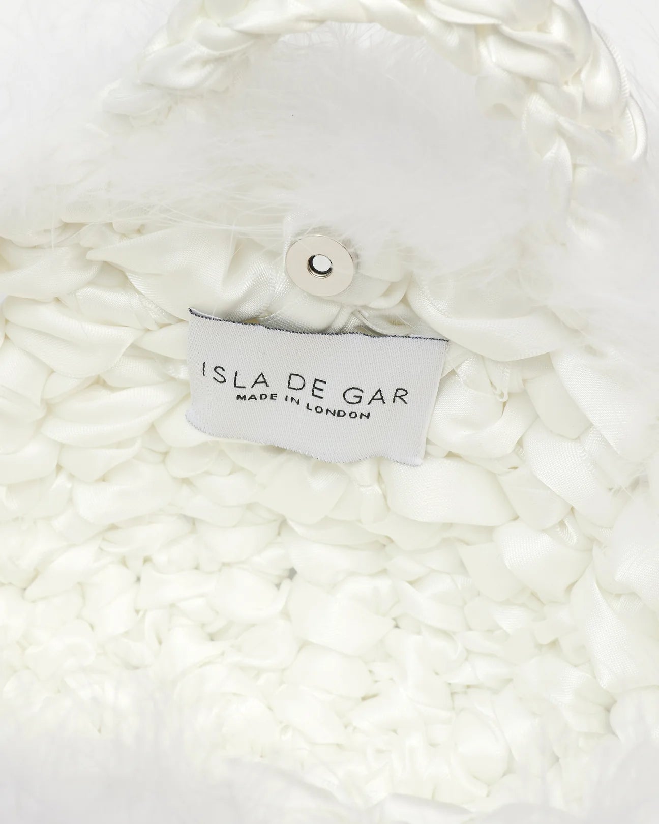 nest feather bridal handbag in white