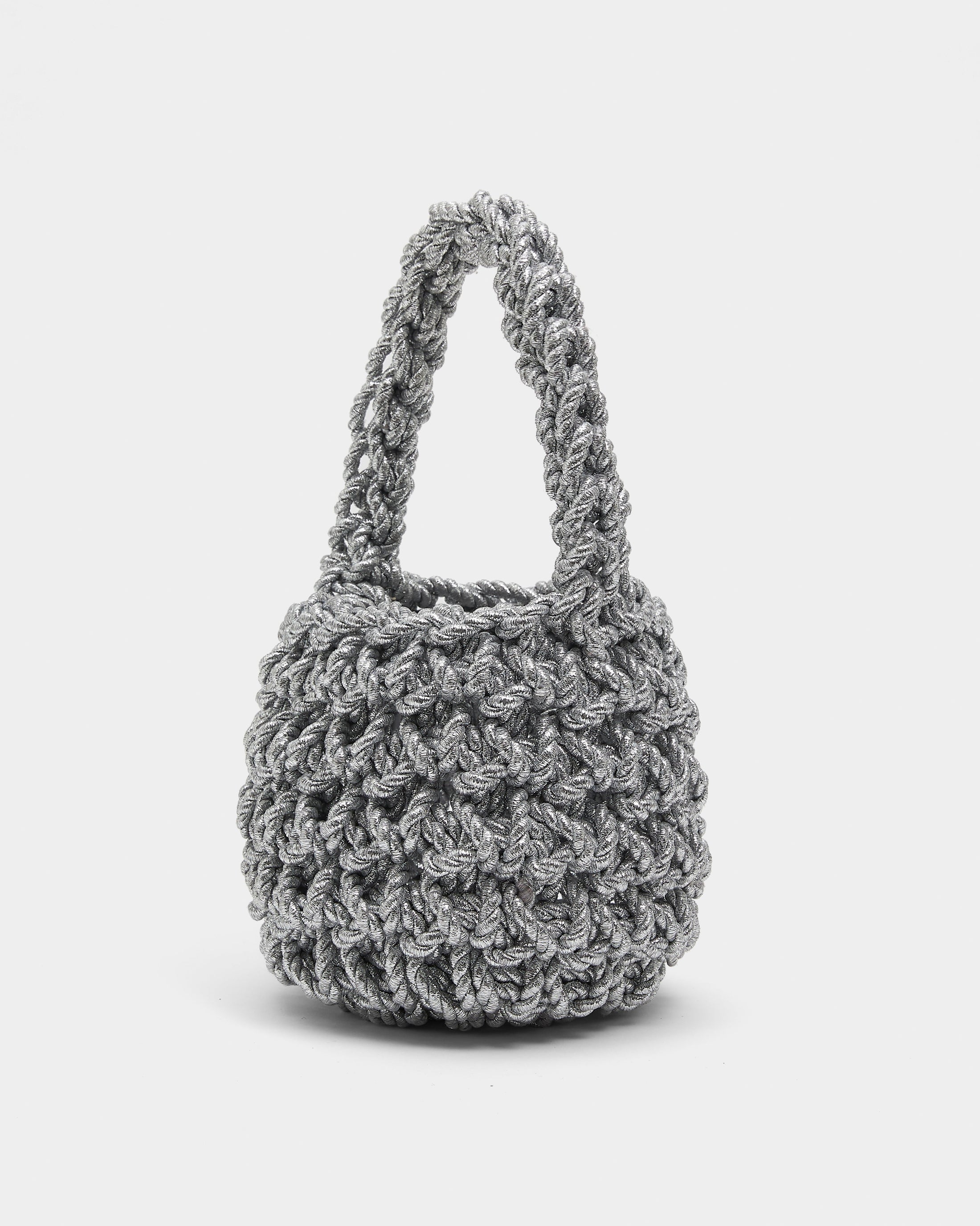Hive Luxe Cord Handmade Evening Bag, Silver