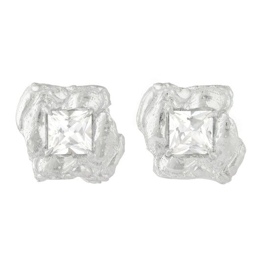 Jaqi White Sapphire Argenti Bridal Earrings, Recycled Silver