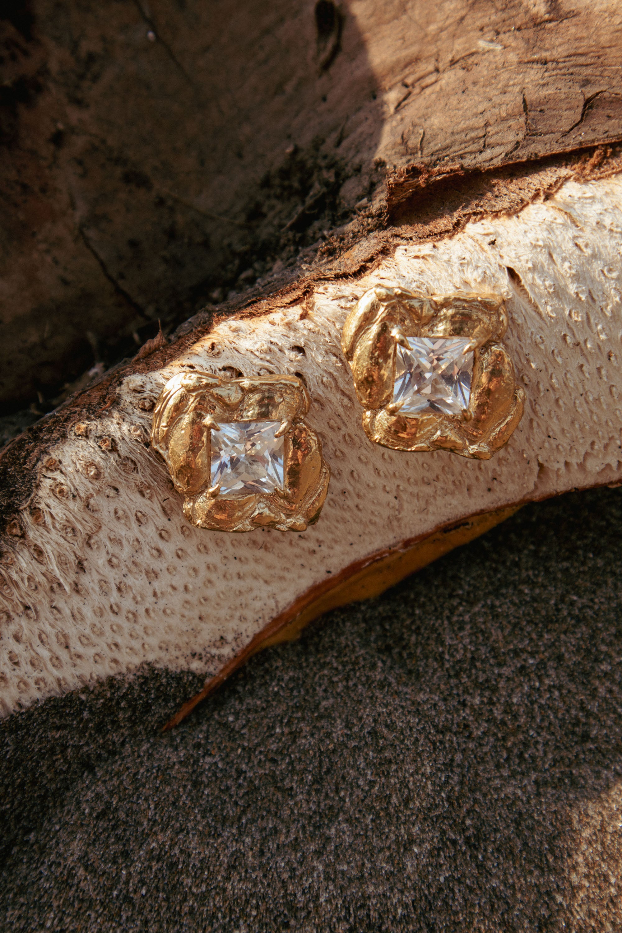 Jaqi White Sapphire Bridal Earrings, 18ct Gold Plated and Recycled Silver