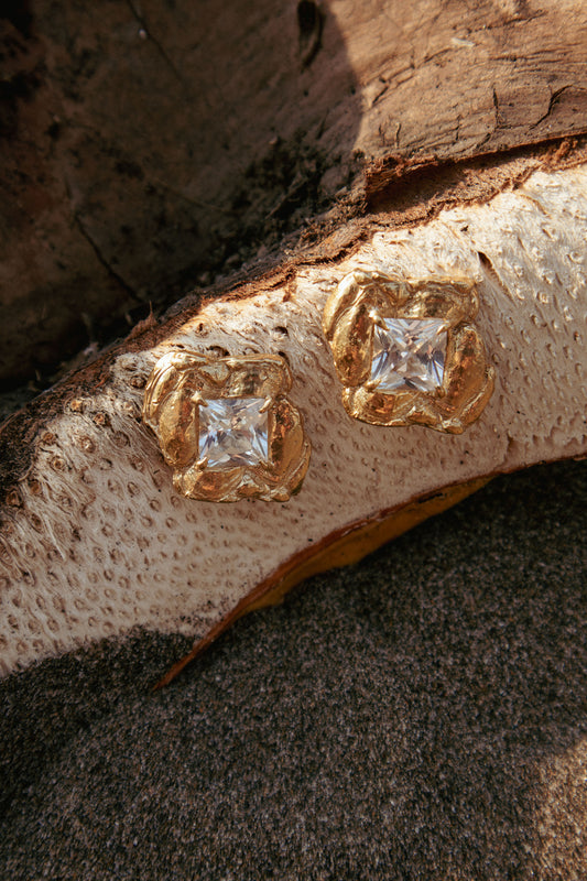 Jaqi White Sapphire Bridal Earrings, 18ct Gold Plated and Recycled Silver