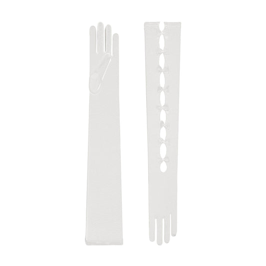 Cornelia James white bridal gloves with bow details
