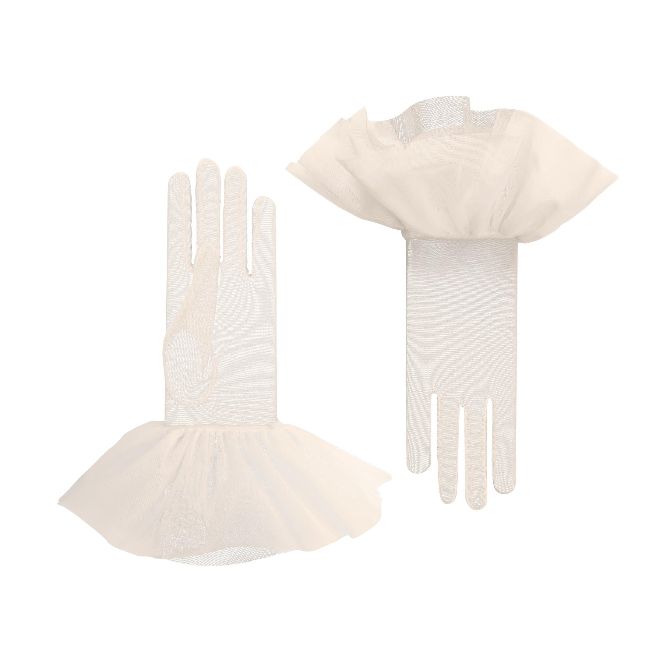 Cornelia James bridal gloves with harlequin cuff detail on a white background