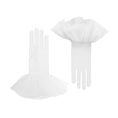 Load image into Gallery viewer, Cornelia James tulle white bridal gloves with harlequin cuff detail on a white background
